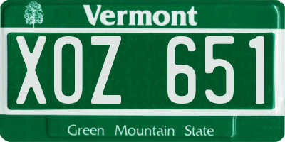 VT license plate XOZ651