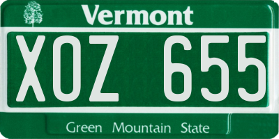 VT license plate XOZ655