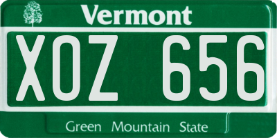 VT license plate XOZ656