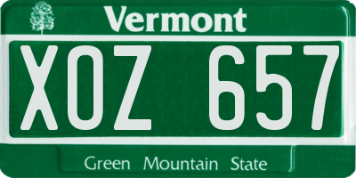 VT license plate XOZ657