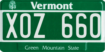 VT license plate XOZ660