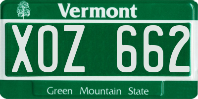 VT license plate XOZ662