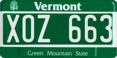 VT license plate XOZ663