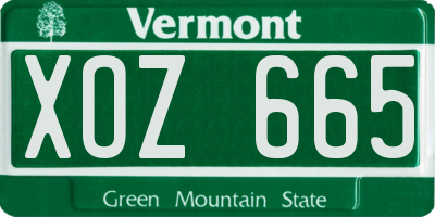 VT license plate XOZ665