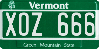 VT license plate XOZ666