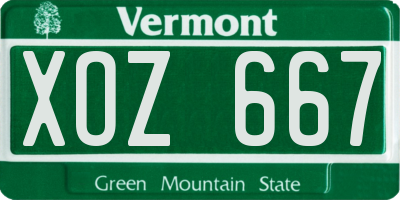 VT license plate XOZ667