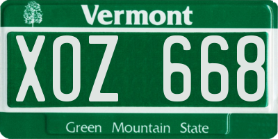 VT license plate XOZ668