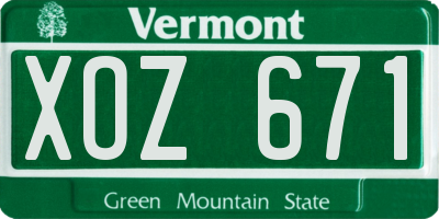 VT license plate XOZ671