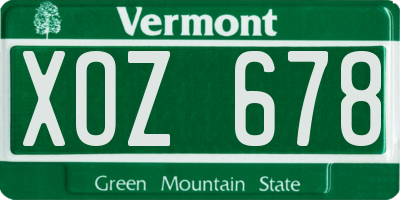 VT license plate XOZ678