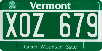 VT license plate XOZ679