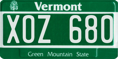 VT license plate XOZ680
