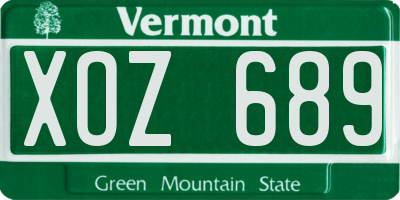 VT license plate XOZ689