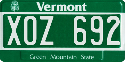 VT license plate XOZ692