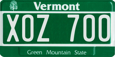 VT license plate XOZ700