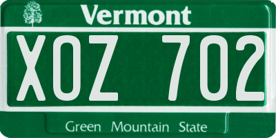 VT license plate XOZ702