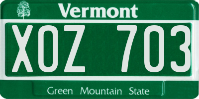 VT license plate XOZ703