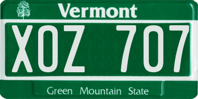 VT license plate XOZ707