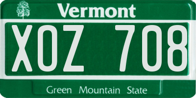 VT license plate XOZ708