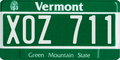 VT license plate XOZ711
