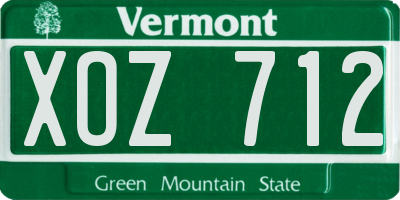 VT license plate XOZ712