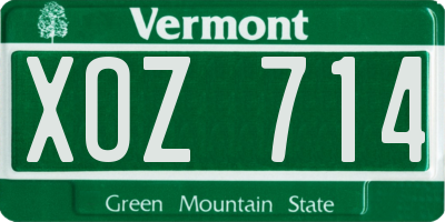 VT license plate XOZ714