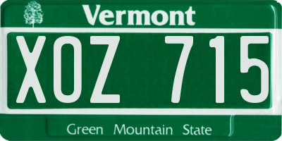 VT license plate XOZ715