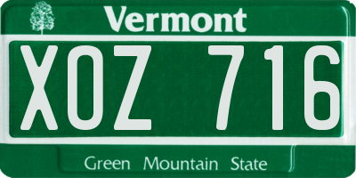 VT license plate XOZ716