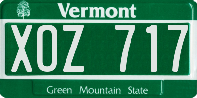 VT license plate XOZ717