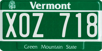 VT license plate XOZ718