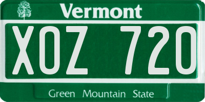 VT license plate XOZ720