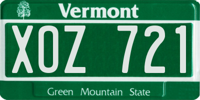 VT license plate XOZ721