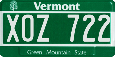 VT license plate XOZ722