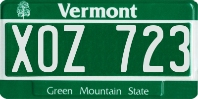 VT license plate XOZ723