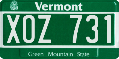 VT license plate XOZ731