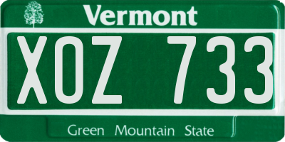 VT license plate XOZ733