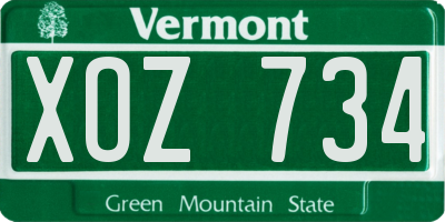 VT license plate XOZ734