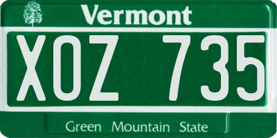 VT license plate XOZ735