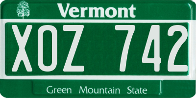 VT license plate XOZ742