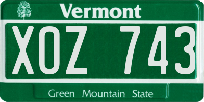 VT license plate XOZ743