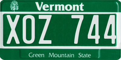 VT license plate XOZ744