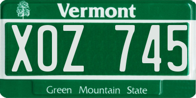 VT license plate XOZ745