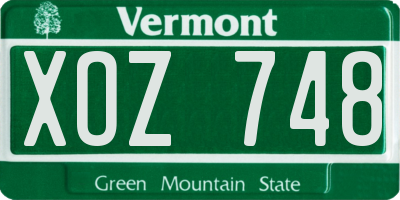 VT license plate XOZ748