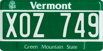 VT license plate XOZ749