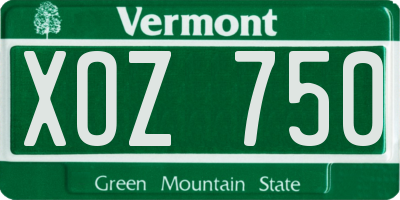 VT license plate XOZ750