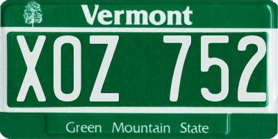 VT license plate XOZ752