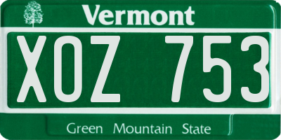 VT license plate XOZ753