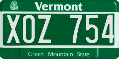 VT license plate XOZ754