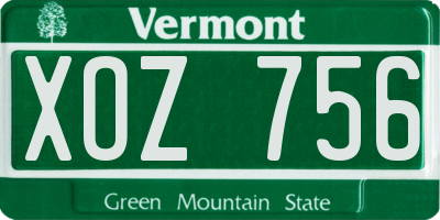 VT license plate XOZ756