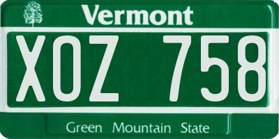 VT license plate XOZ758