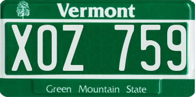 VT license plate XOZ759